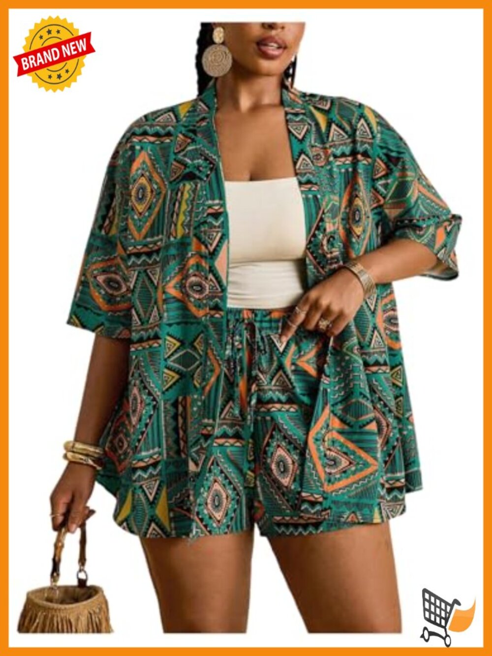2 Piece Leopard Print Kimono & Shorts Set Casual Summer Vacation Outfit